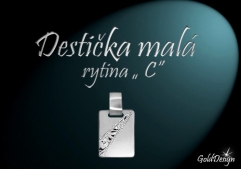 Destička malá C - přívěsek rhodium